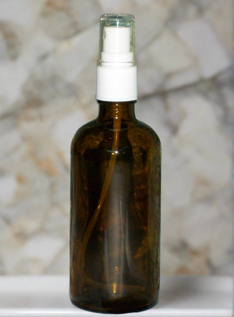 Amber Glass Spray Bottle with Fine Mist Atomizer - 18mm | Ki Aroma