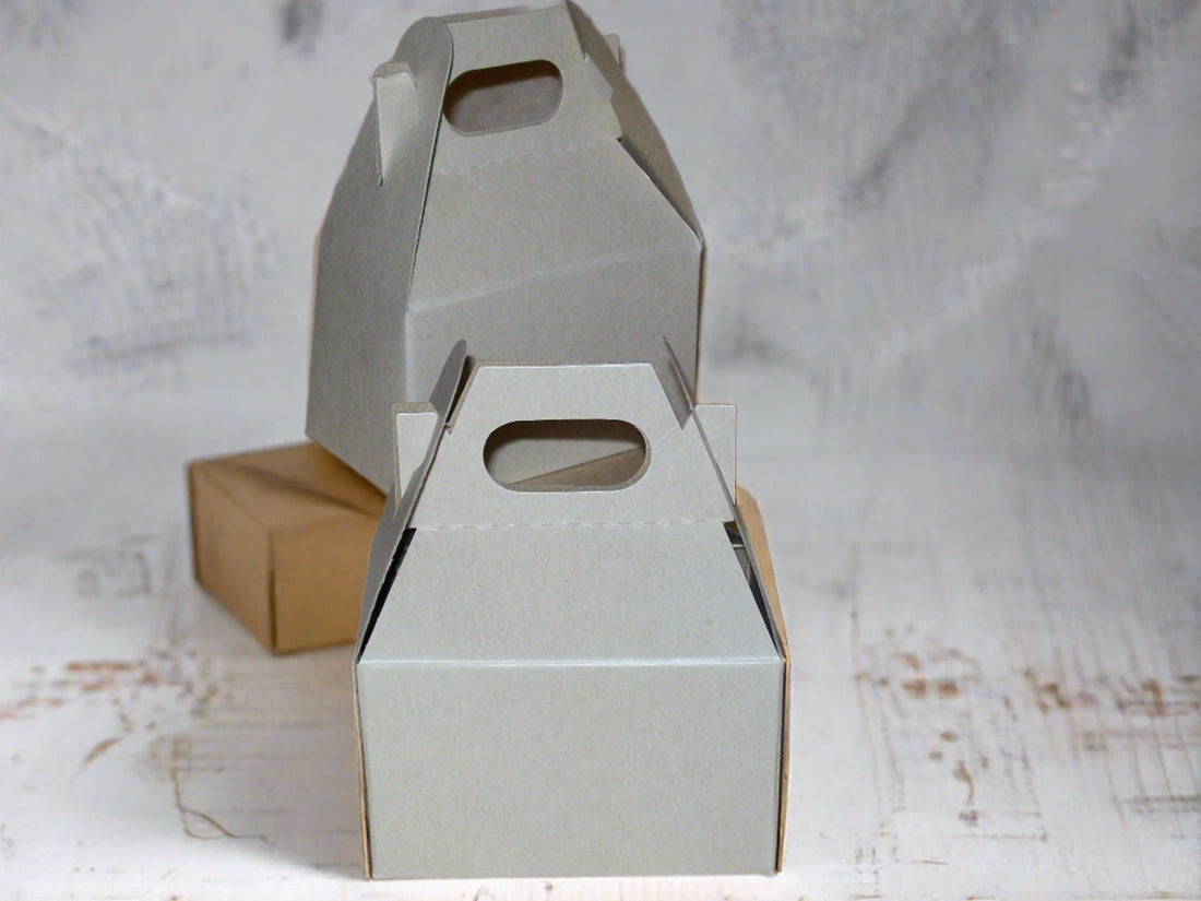 Kraft Gable Gift Box with Carry Handle - 4"x2.5"x2.5" | Ki Aroma