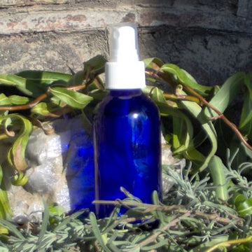 Cobalt Blue Glass Bottle with Fine Mist Spray Atomizer | Ki Aroma